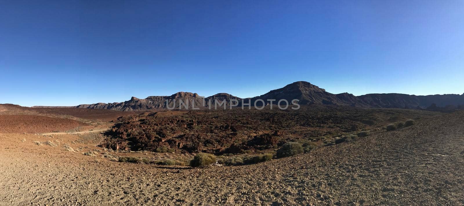 Panorama from the landscape around Mount Teide a volcano on Tenerife in the Canary Islands