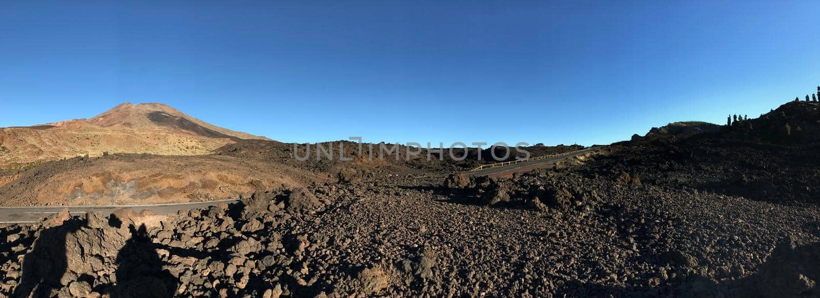 Panorama from a road through Teide National Park in Tenerife the Canary Islands