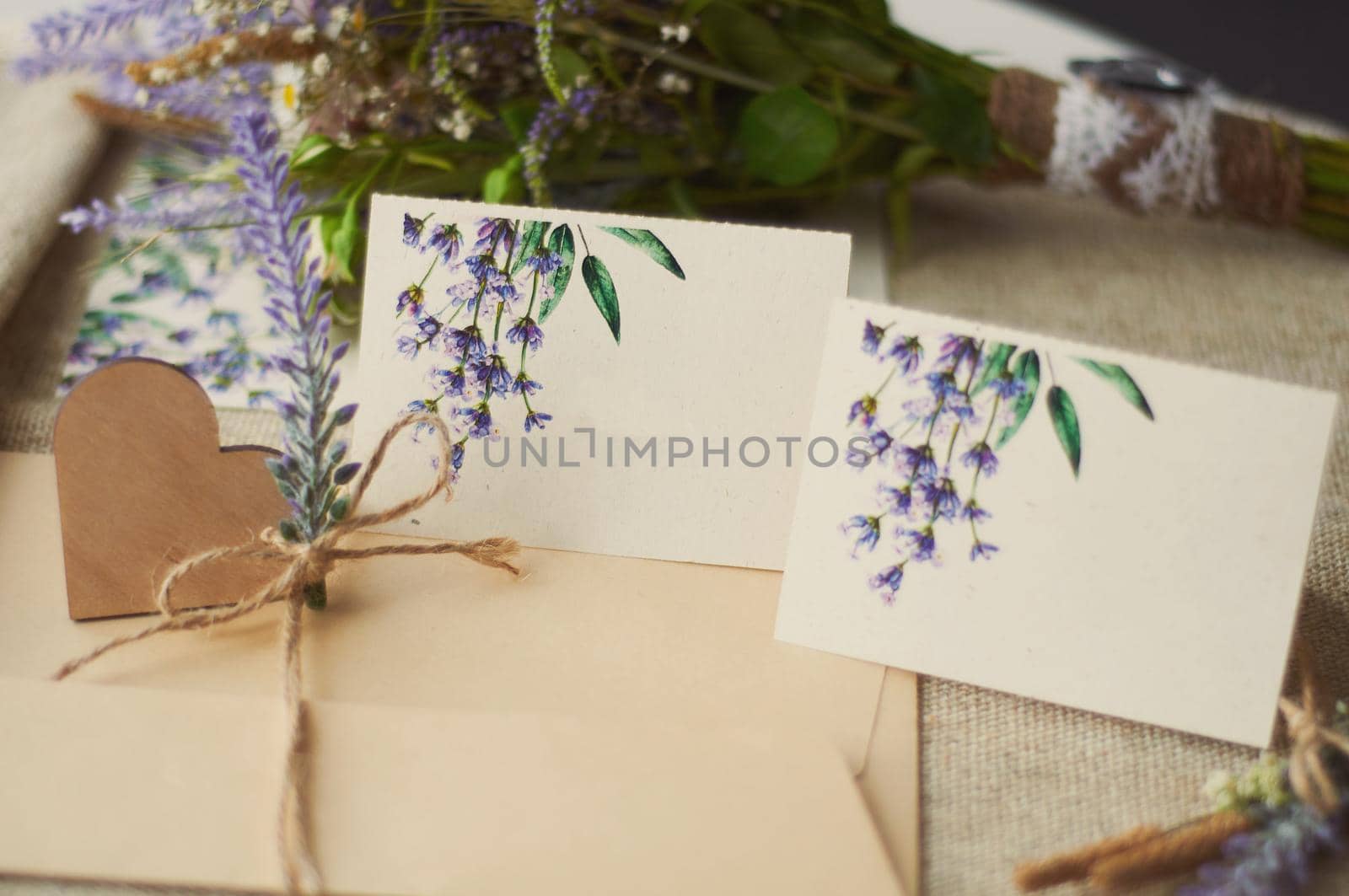 cards for lettering names blank, envelope on table by ozornina