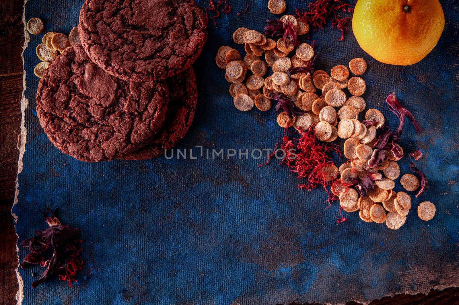 blue background with american dry crispy  by ozornina