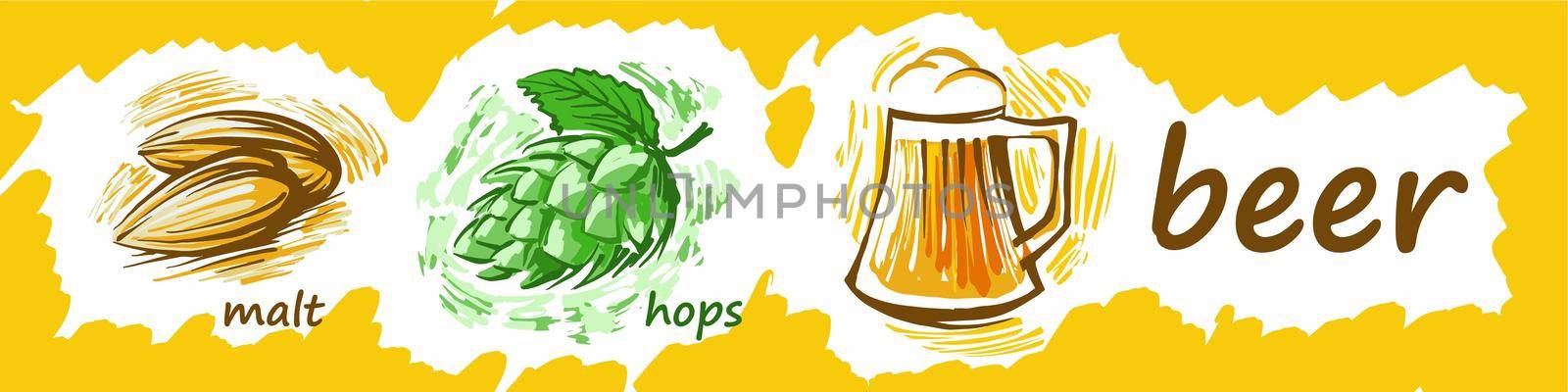 Drawn brewing kit on white background by butenkow