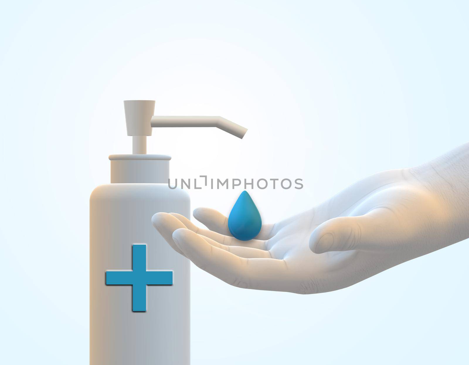 Hand sanitizers icon isolated on white. Hand and hygiene product. Sanitizer bottle Covid-19 spread prevention. 3D render