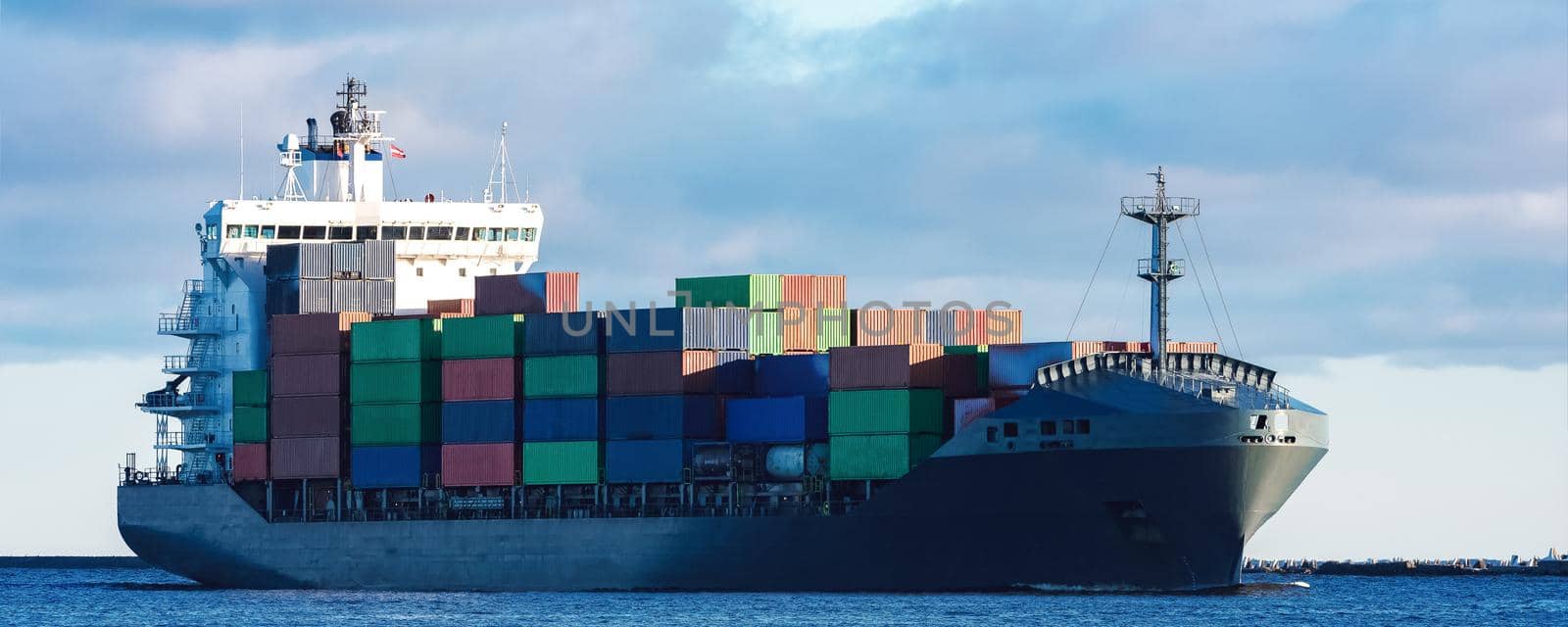 Grey container ship by InfinitumProdux