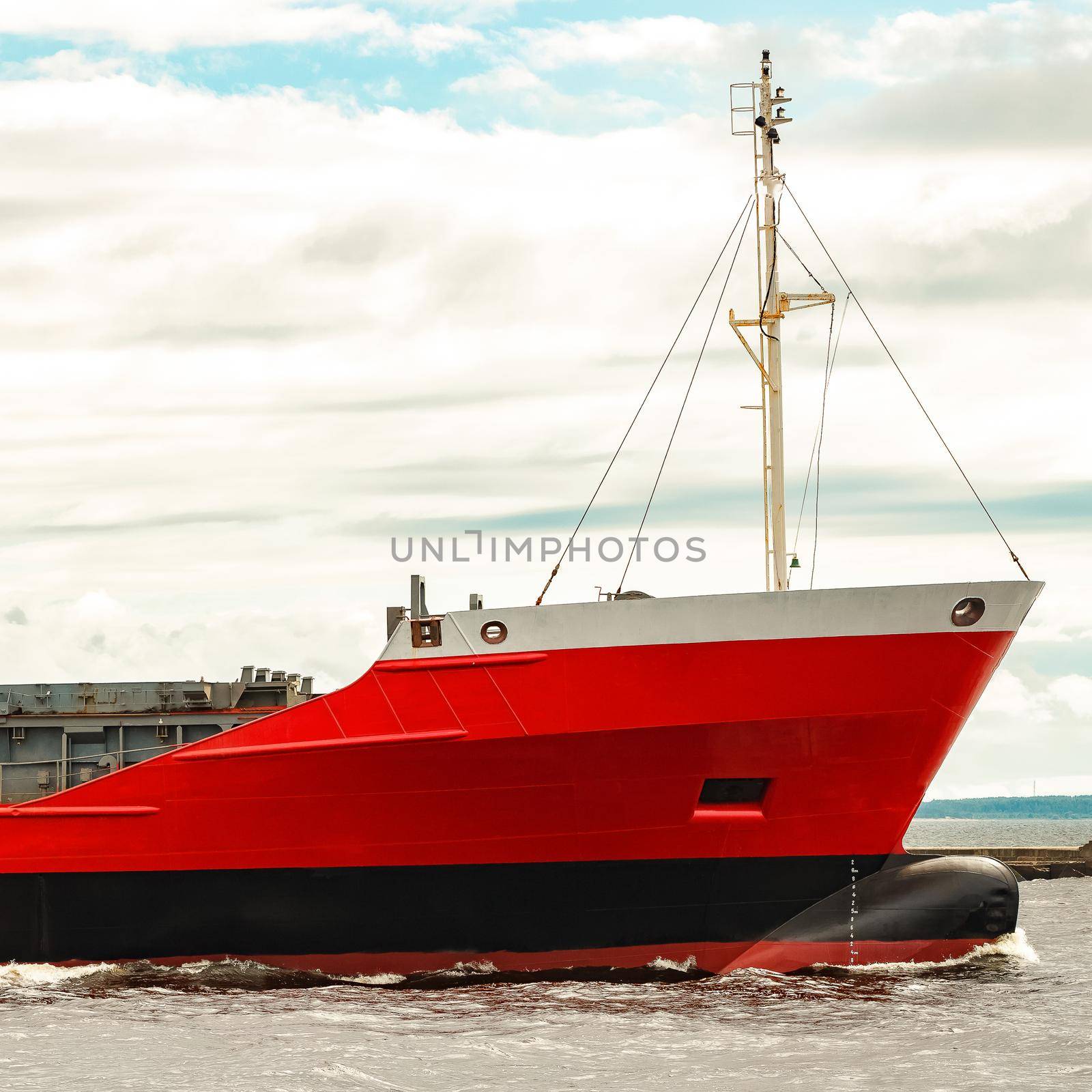 Red cargo ship by InfinitumProdux