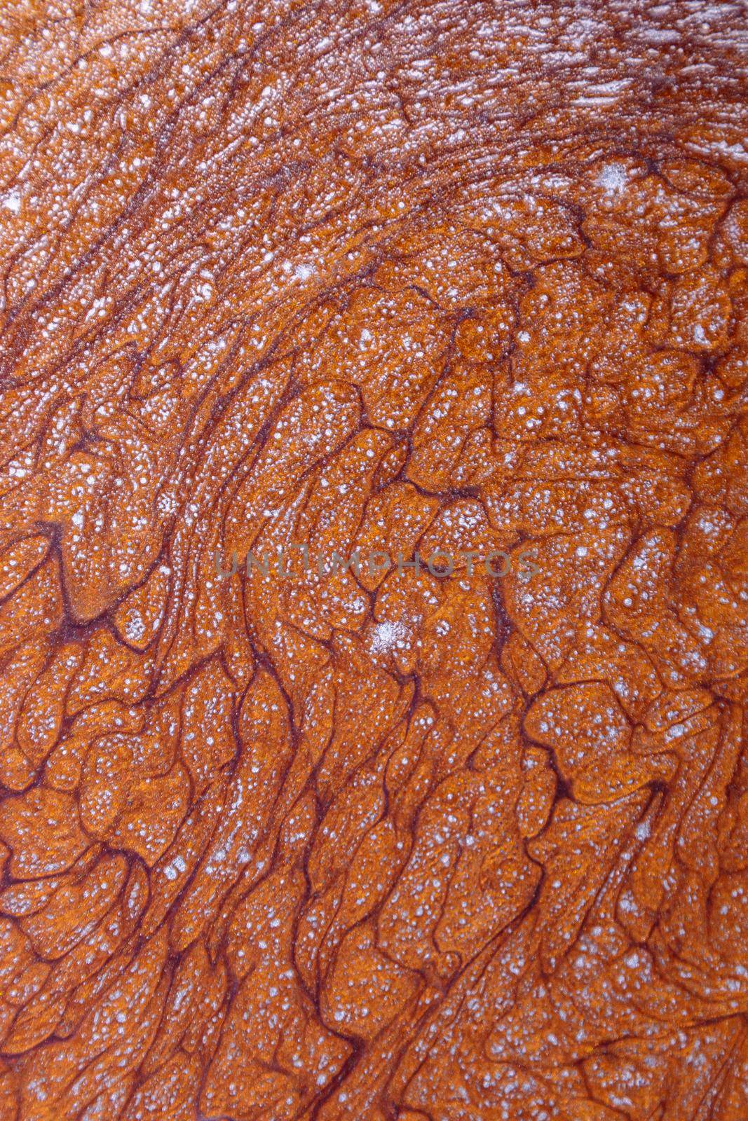 Abstract background texture, brown, liquid acrylic with the addition of gold glitter.
