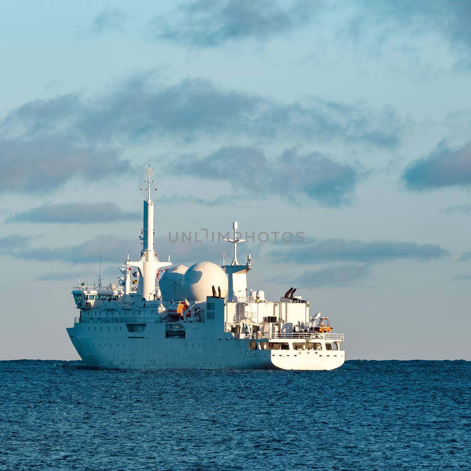 White military comander vessel sailing to Baltic sea