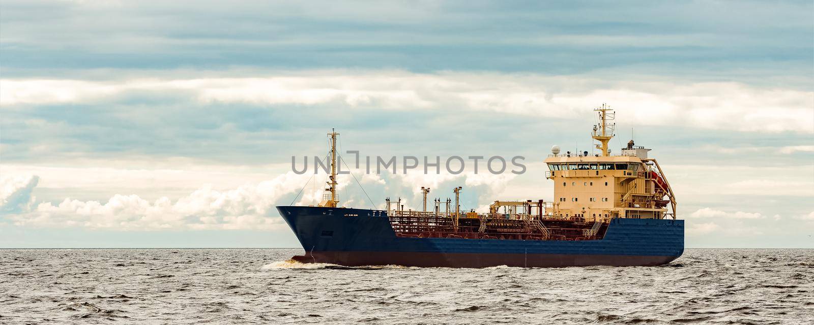 Blue tanker. Toxic substances and petroleum products transfer