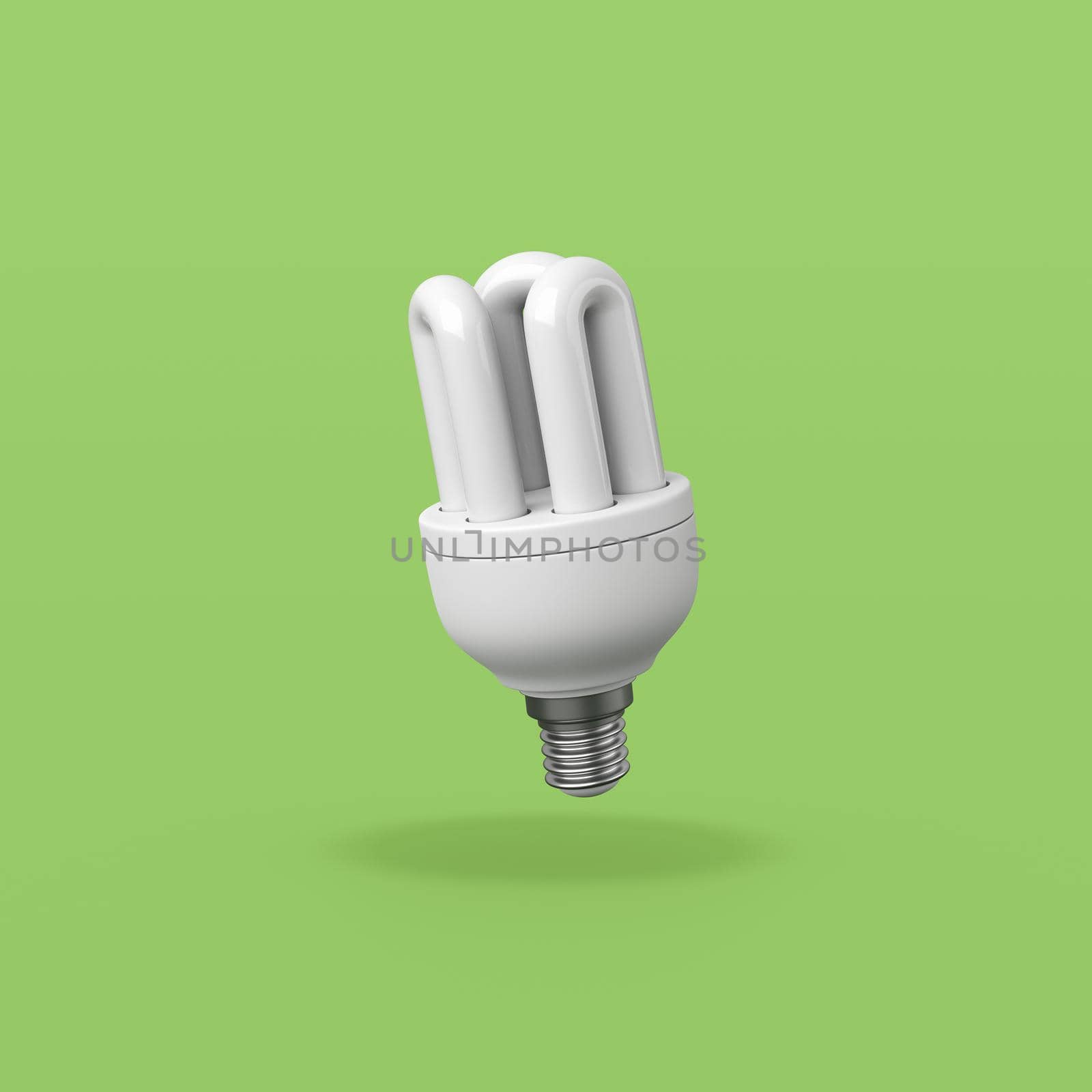 Comic Single Fluorescent Lamp on Flat Green Background with Shadow 3D Illustration