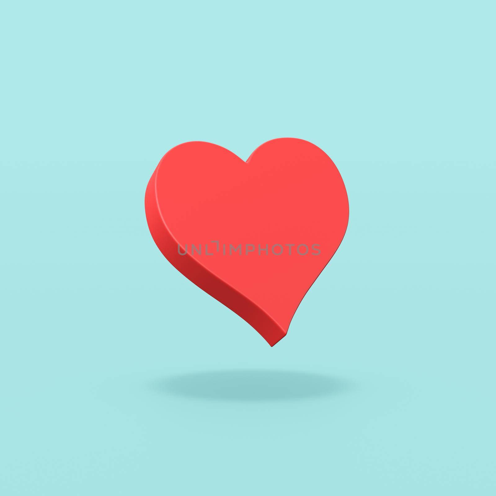 Red Heart Symbol Shape on Blue Background by make