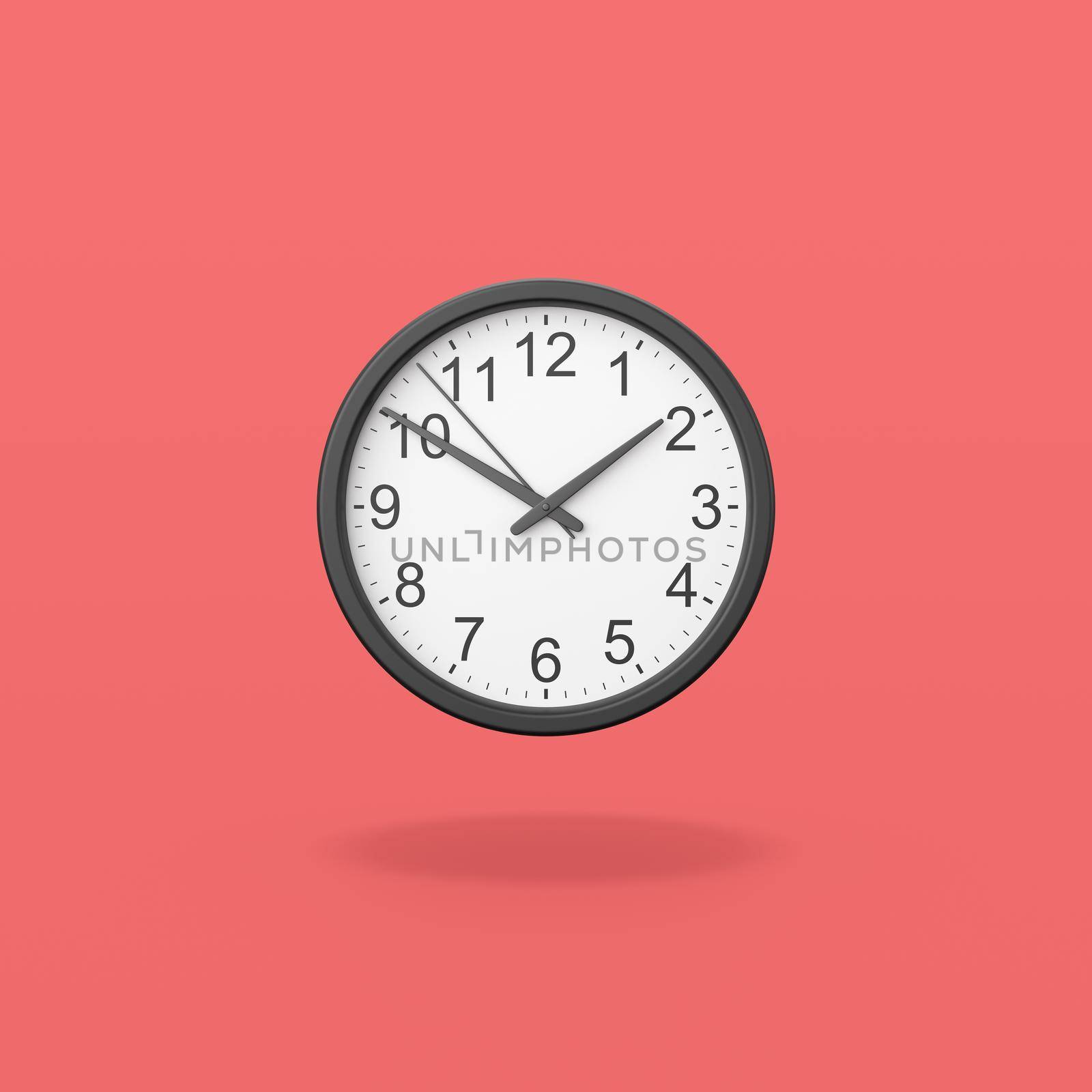 Black Analog Clock on Red Background by make