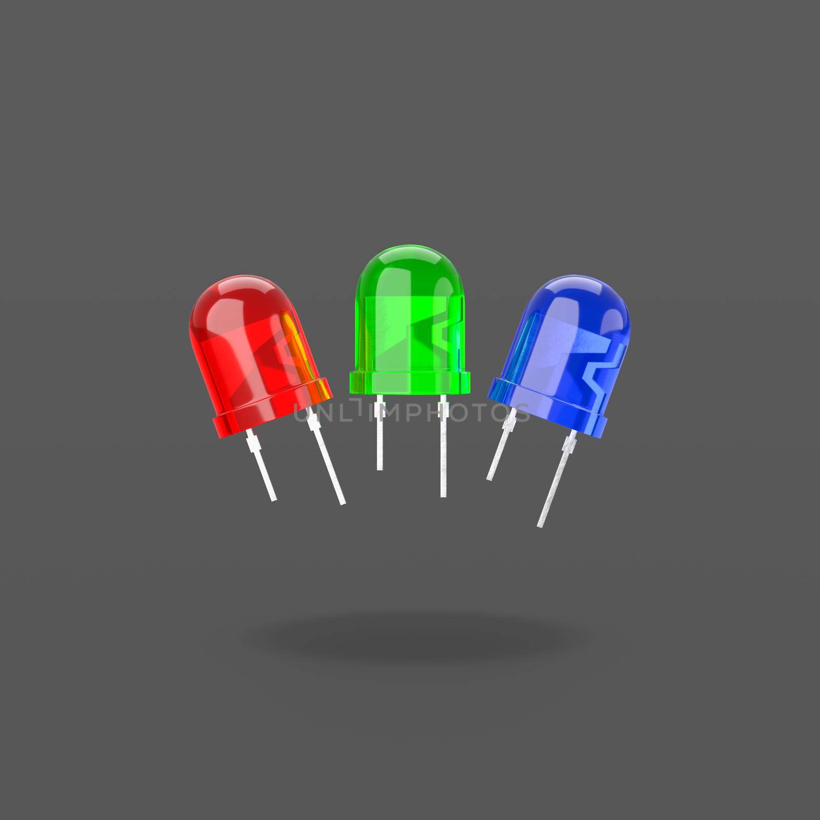 RGB Led Diodes on Black Background by make