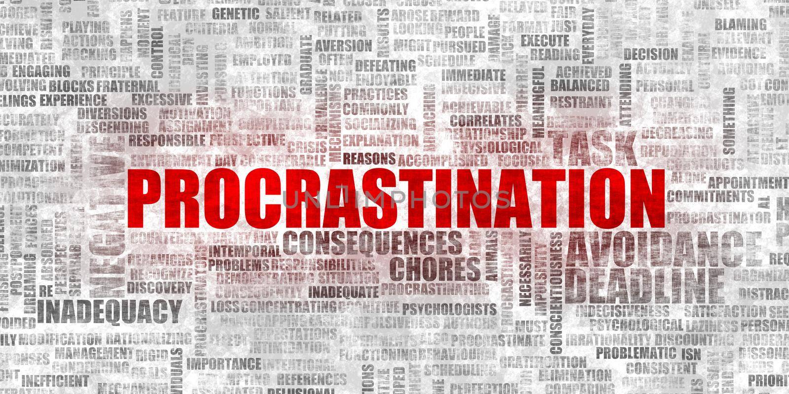Procrastination and a Lazy Procrastinator Concept Abstract Background