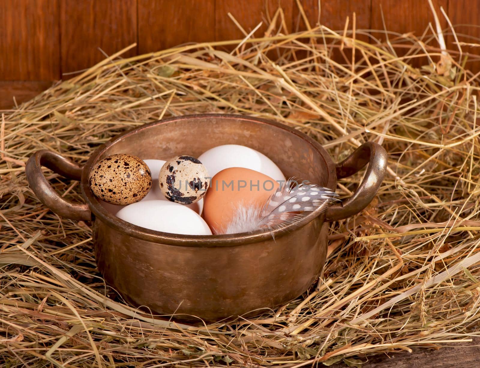 eggs on old wooden background