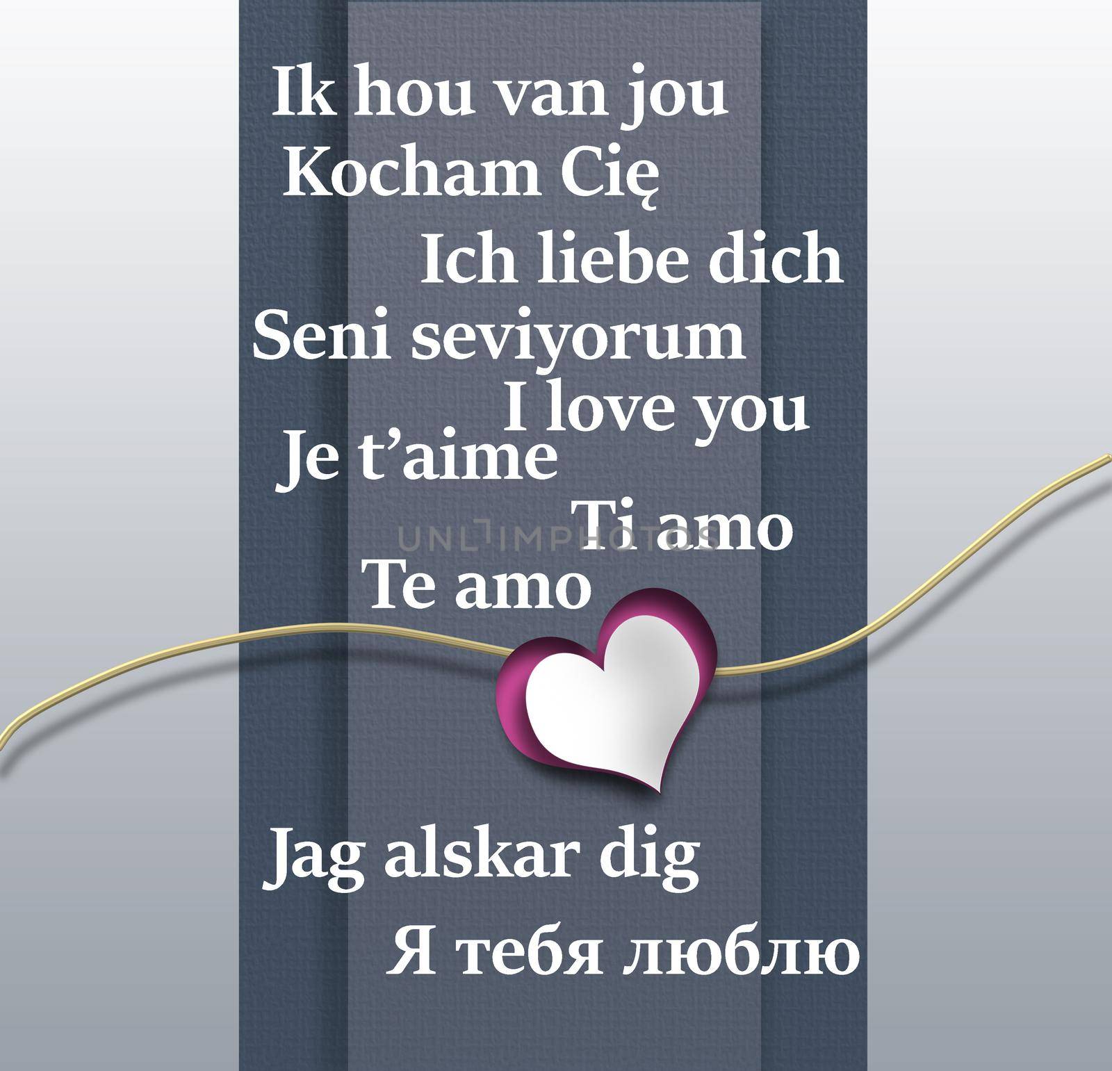 I love you text in different Europian languages. by NelliPolk
