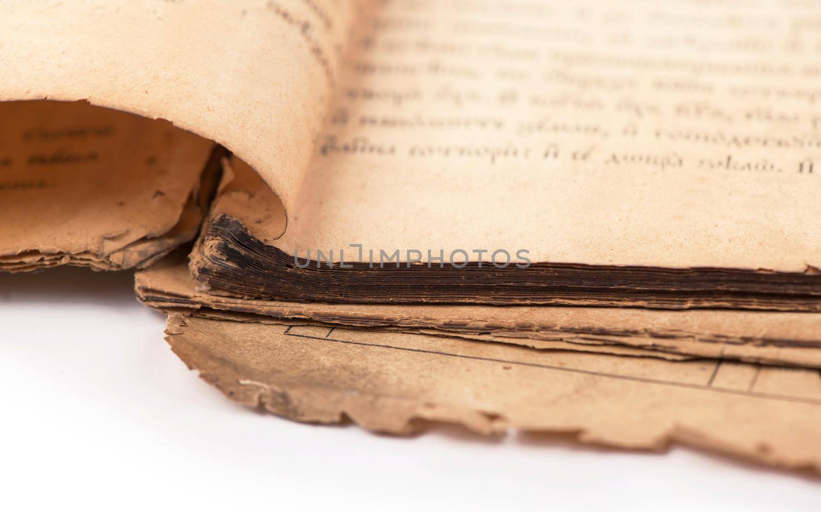 Old book pages with shadow. With clipping path.