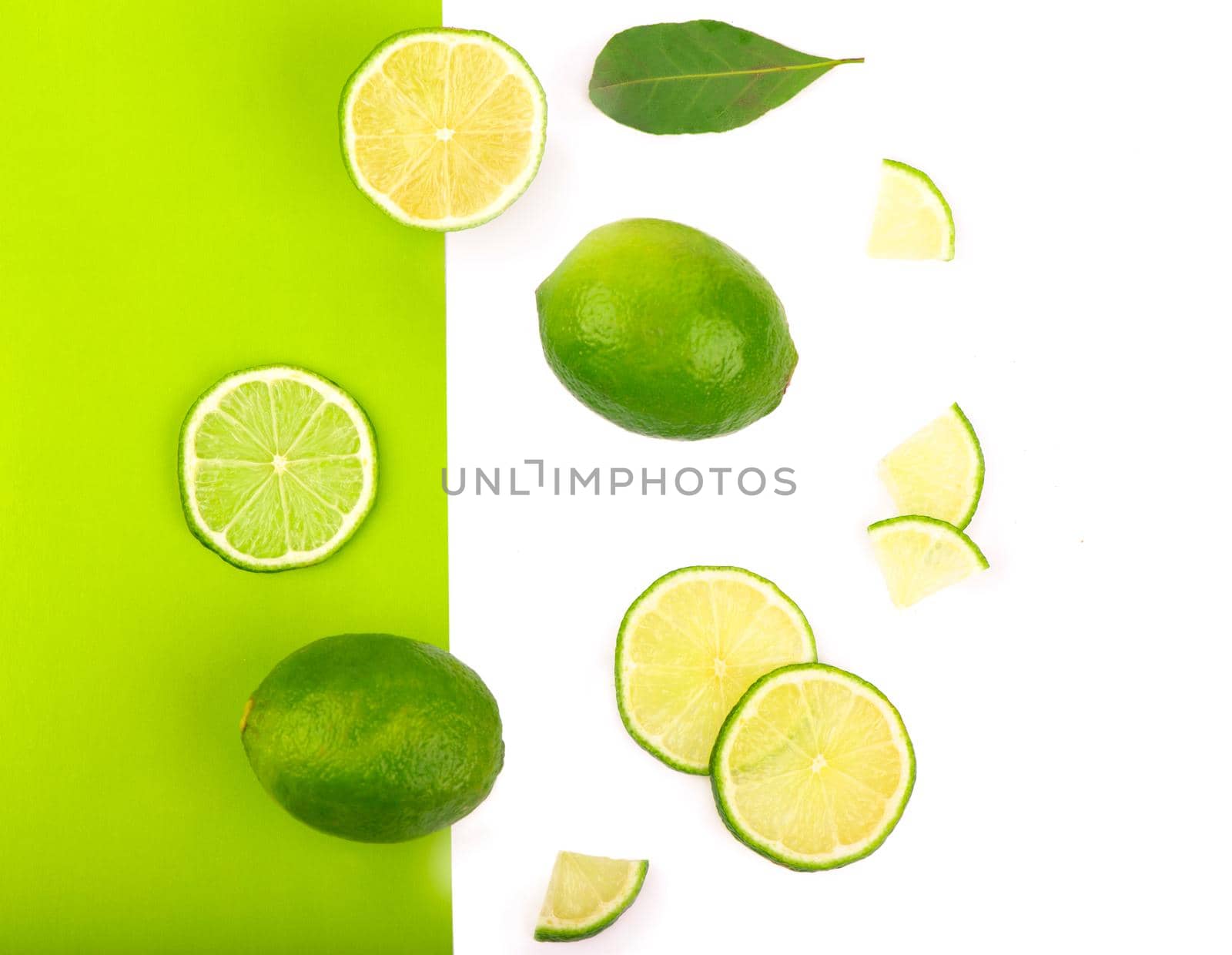 Creative layout made of lime. Flat lay. Food concept.