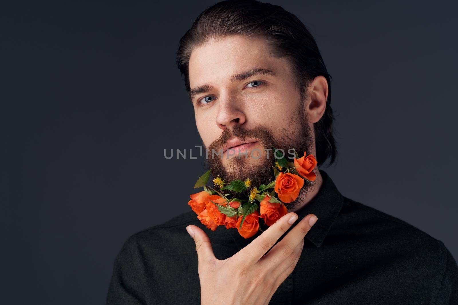 Cute man flowers in the city romance elegant style holidays decoration by SHOTPRIME