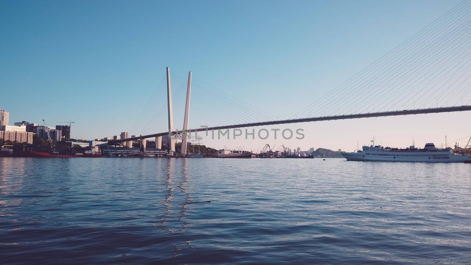 Vladivostok, Primorsky Krai. Cityscape overlooking the Golden horn Bay