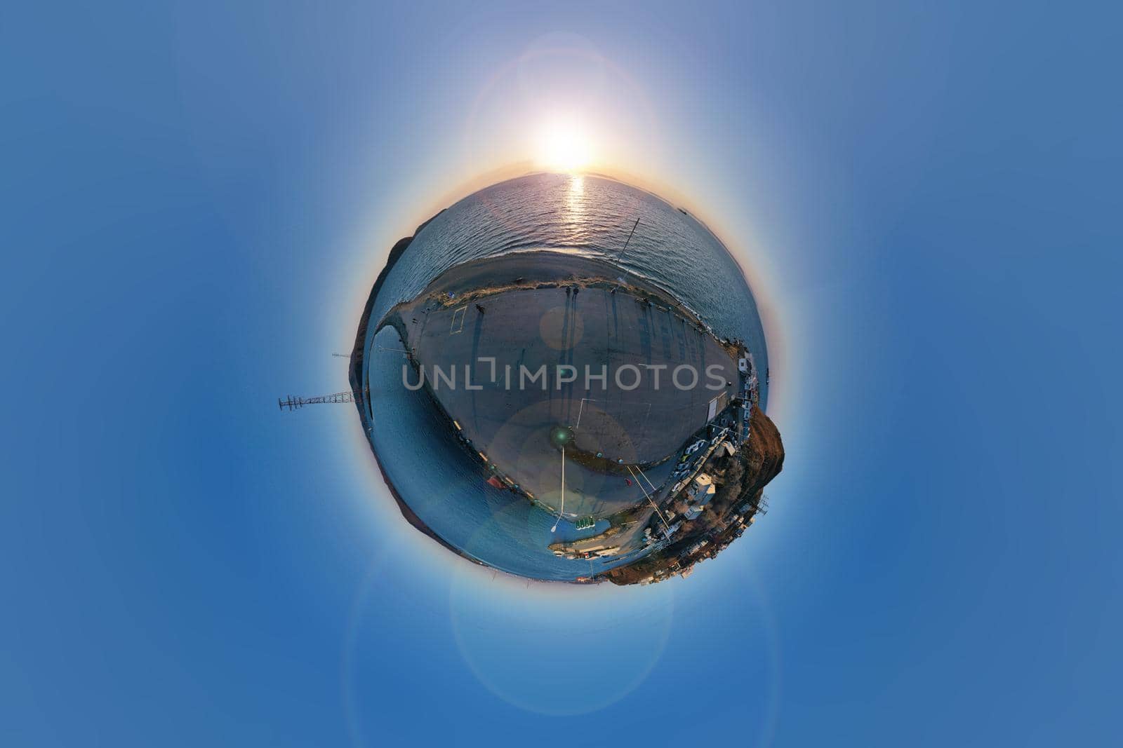 Spherical panorama of the city landscape. Vladivostok, Russia