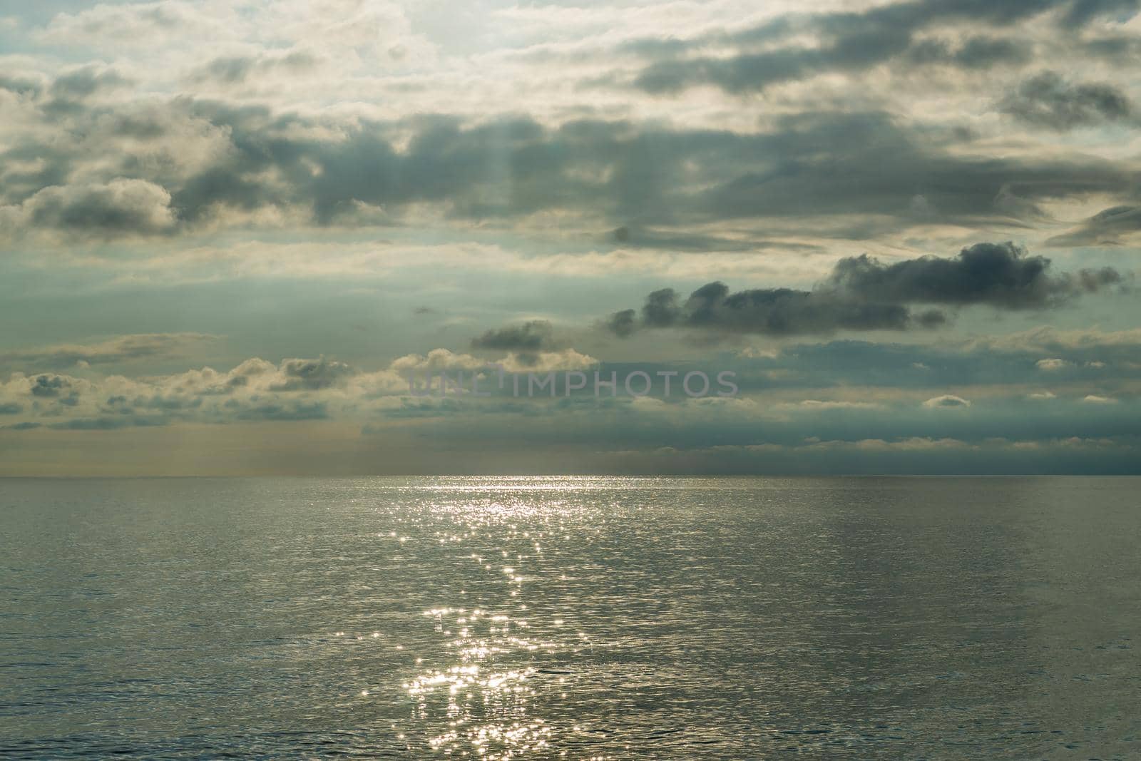 seascape with bright sunset on the sea background
