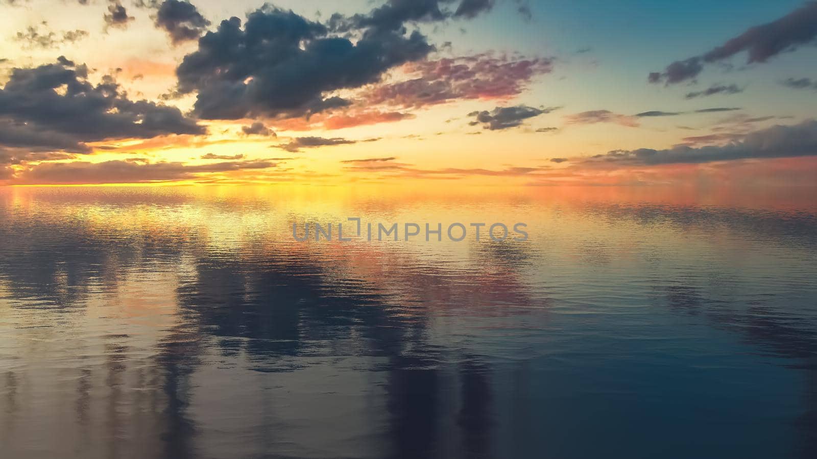 Seascape with a beautiful sunset over the sea.