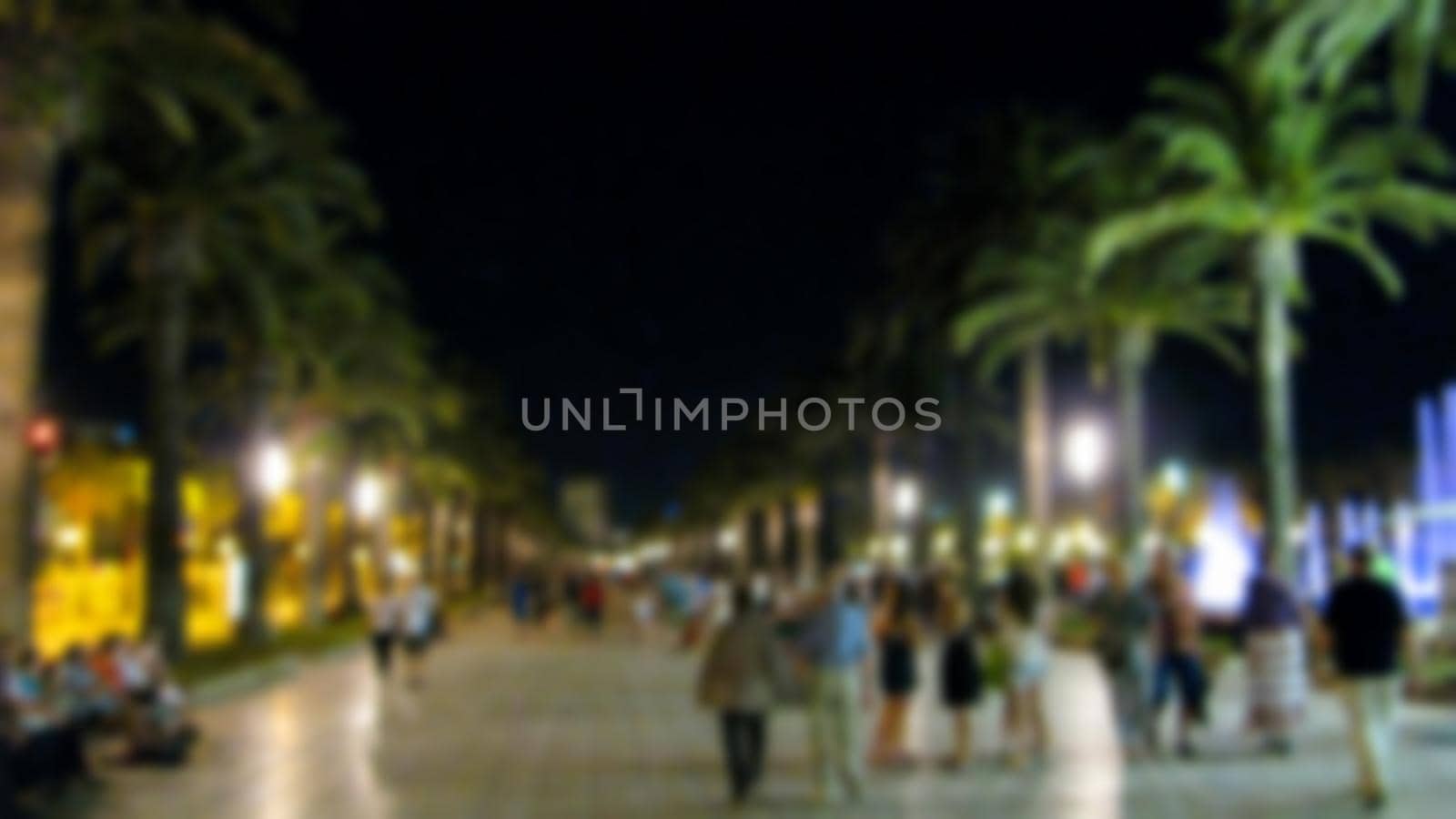 Creative evening city landscape with bokeh blur effect for design as background. by Grommik