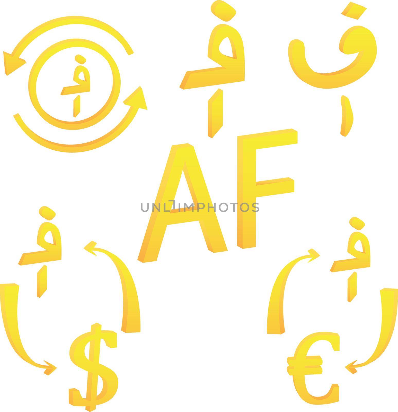 Afghan Afghani of Afghanistan currency symbol icon vector illustration on a white background