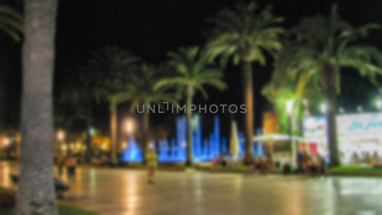 Creative evening city landscape. The theme of creative abstract background with blur and bokeh effect for the background.
                         