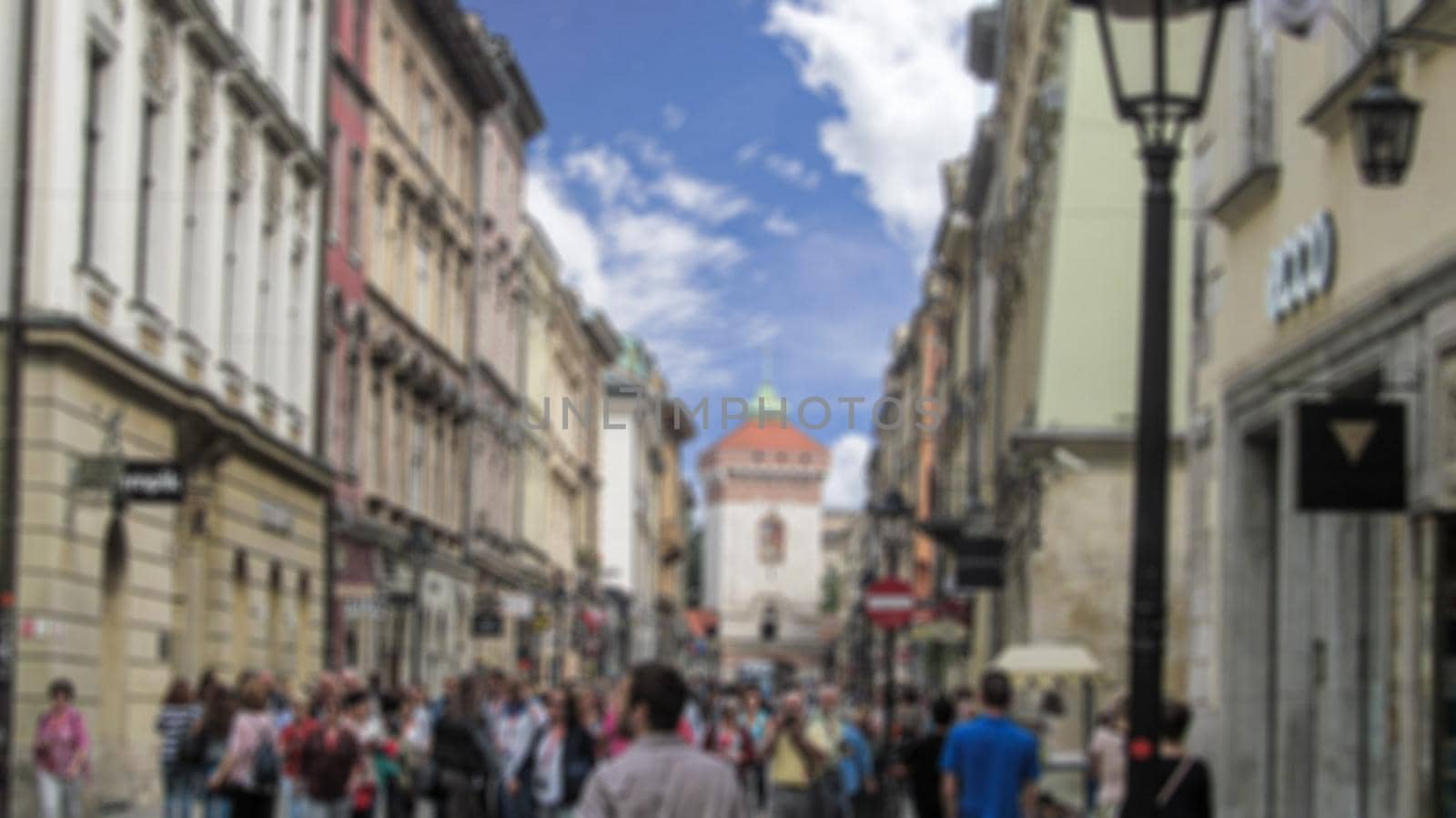 Blurred background. Urban landscape, city street. Creative story for a background, poster, banner, or screensaver.