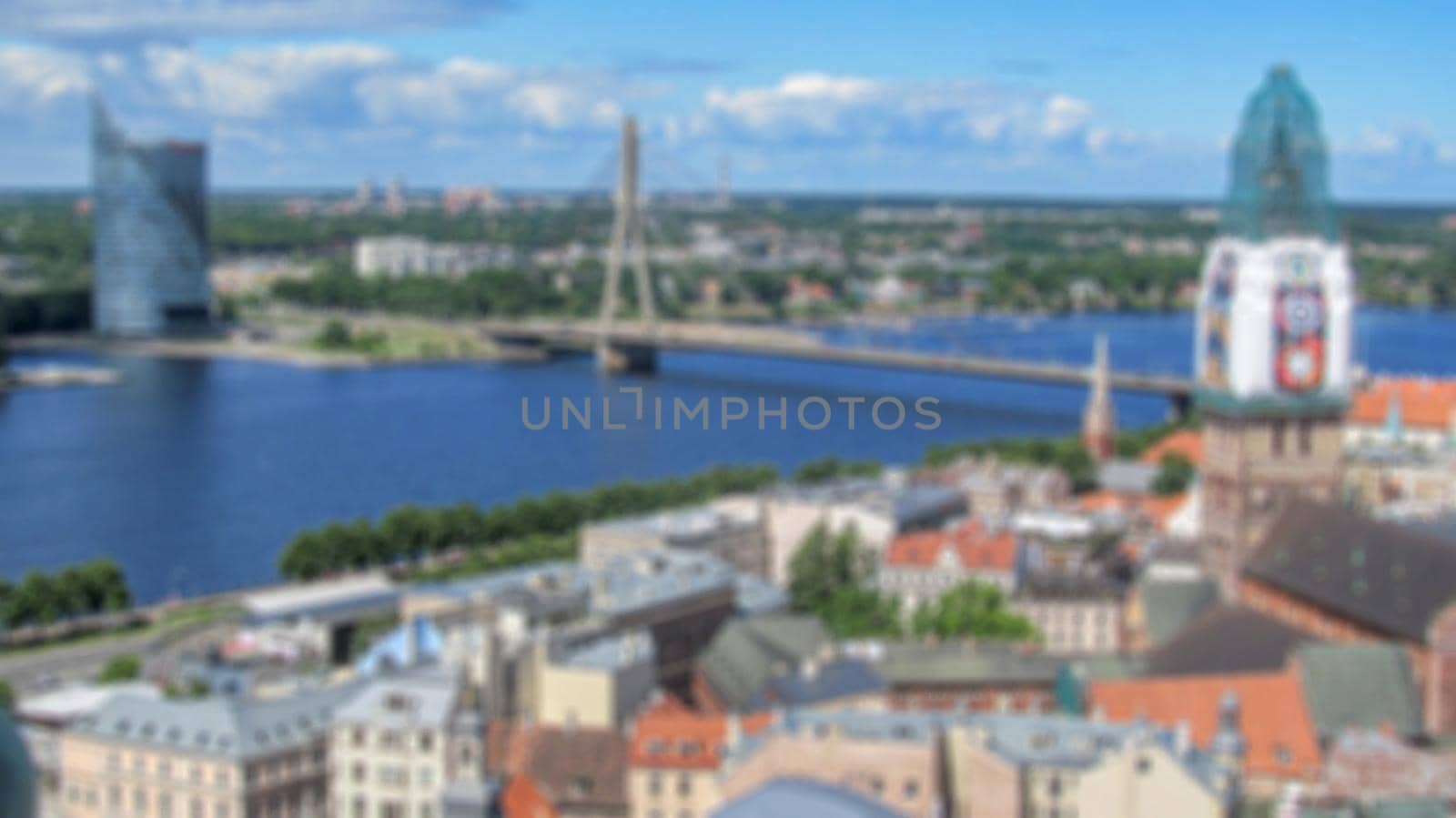 View from the height of the city and surrounding area. Creative theme with blur and bokeh for themed posters, banners and screensavers                