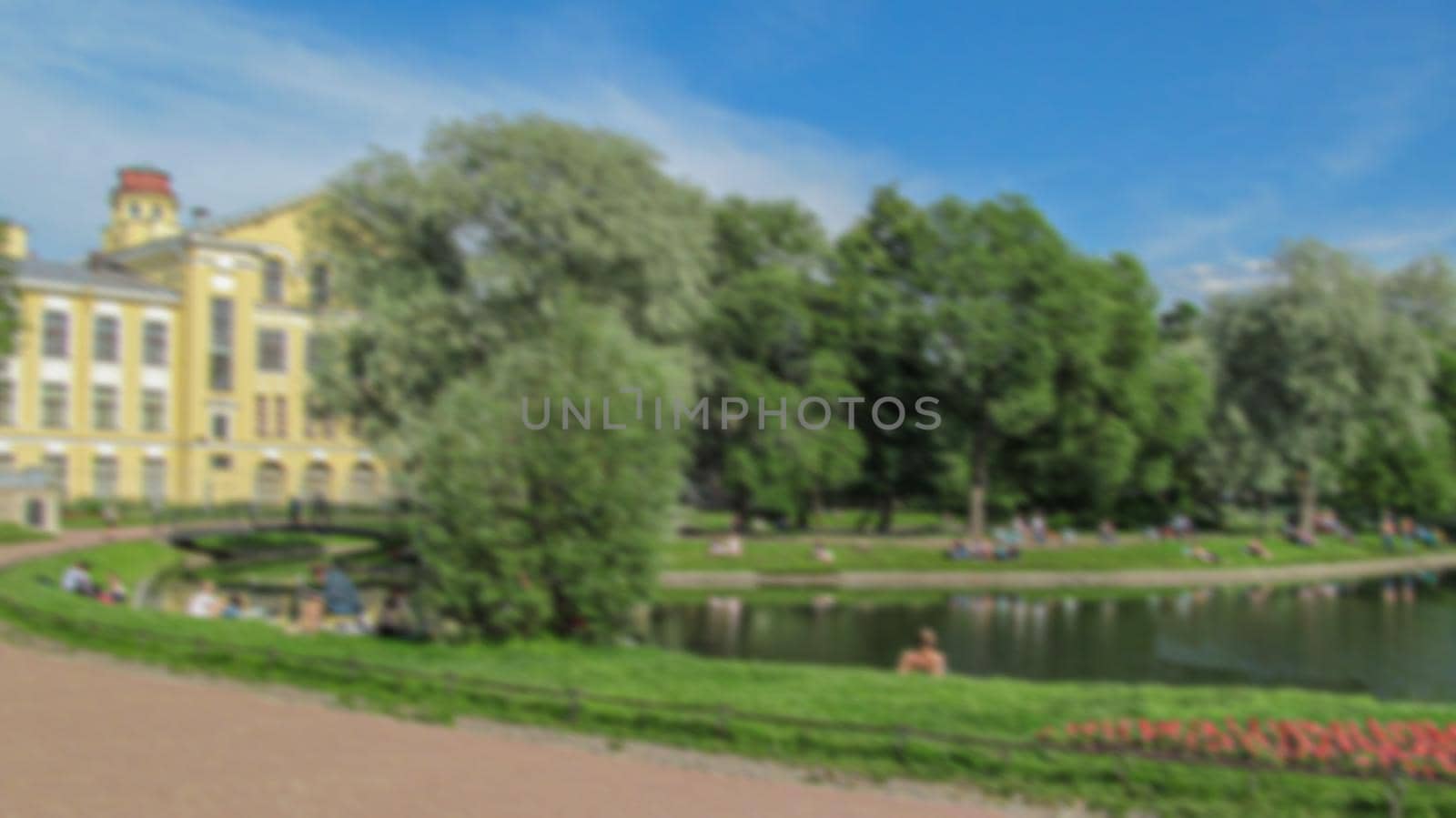 Urban landscape. Creative urban recreation theme with blur and bokeh for themed posters, banners and screensavers