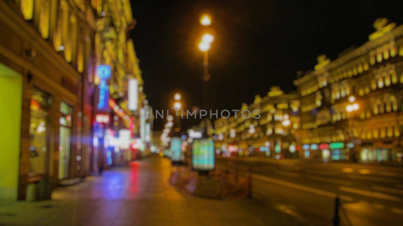 Night city. Creative theme with blur and bokeh for themed posters, banners and screensavers