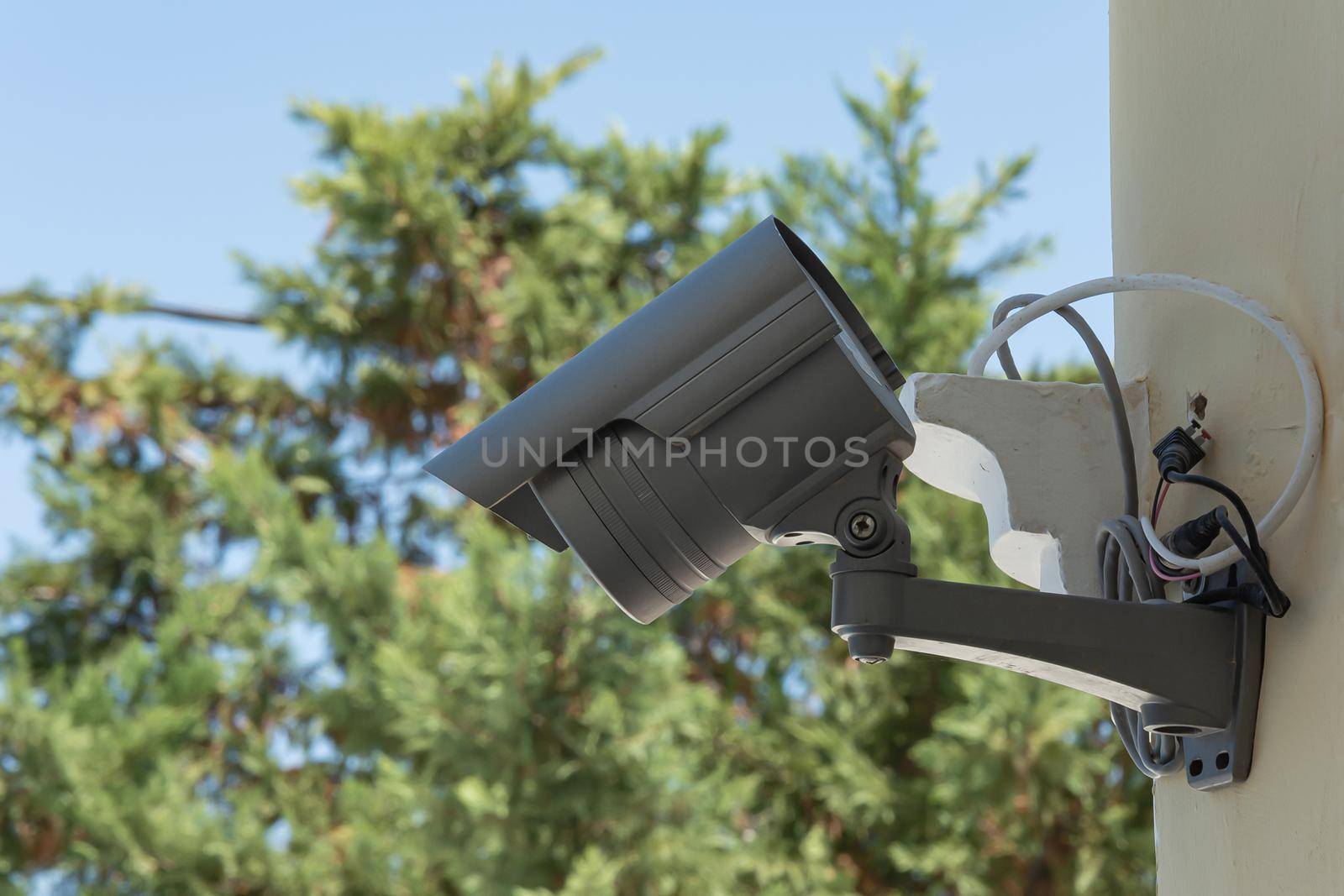 Laganas, Greece - 06/08/2016: security camera for territory control by Grommik