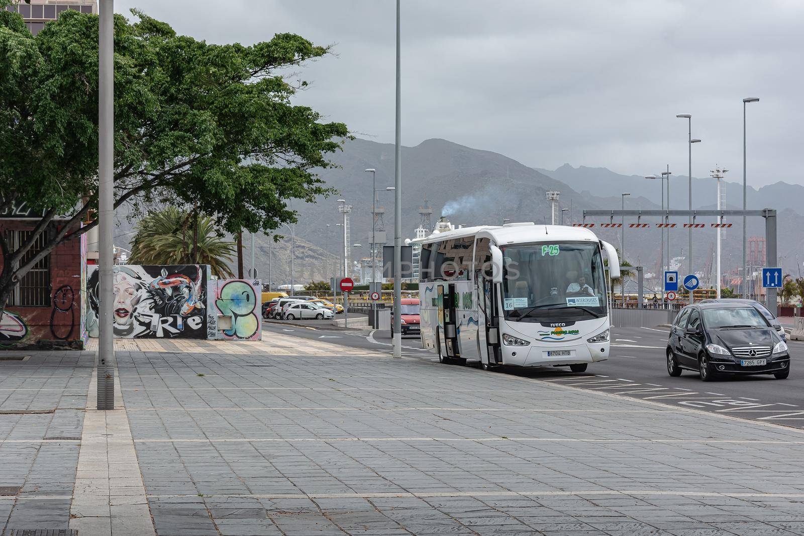 Santa Cruz de Tenerife, Spain - 05/13/2018: tourist bus, stock photo