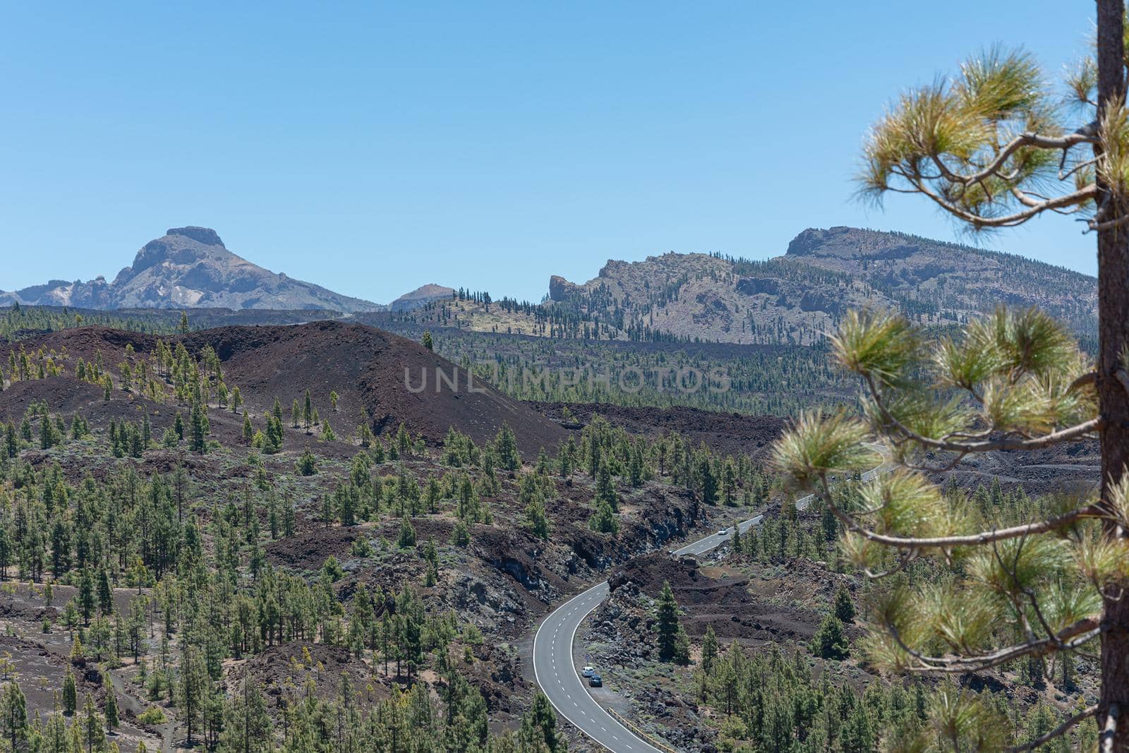 Mountain landscape. Winding highway in the mountains. Stock photo