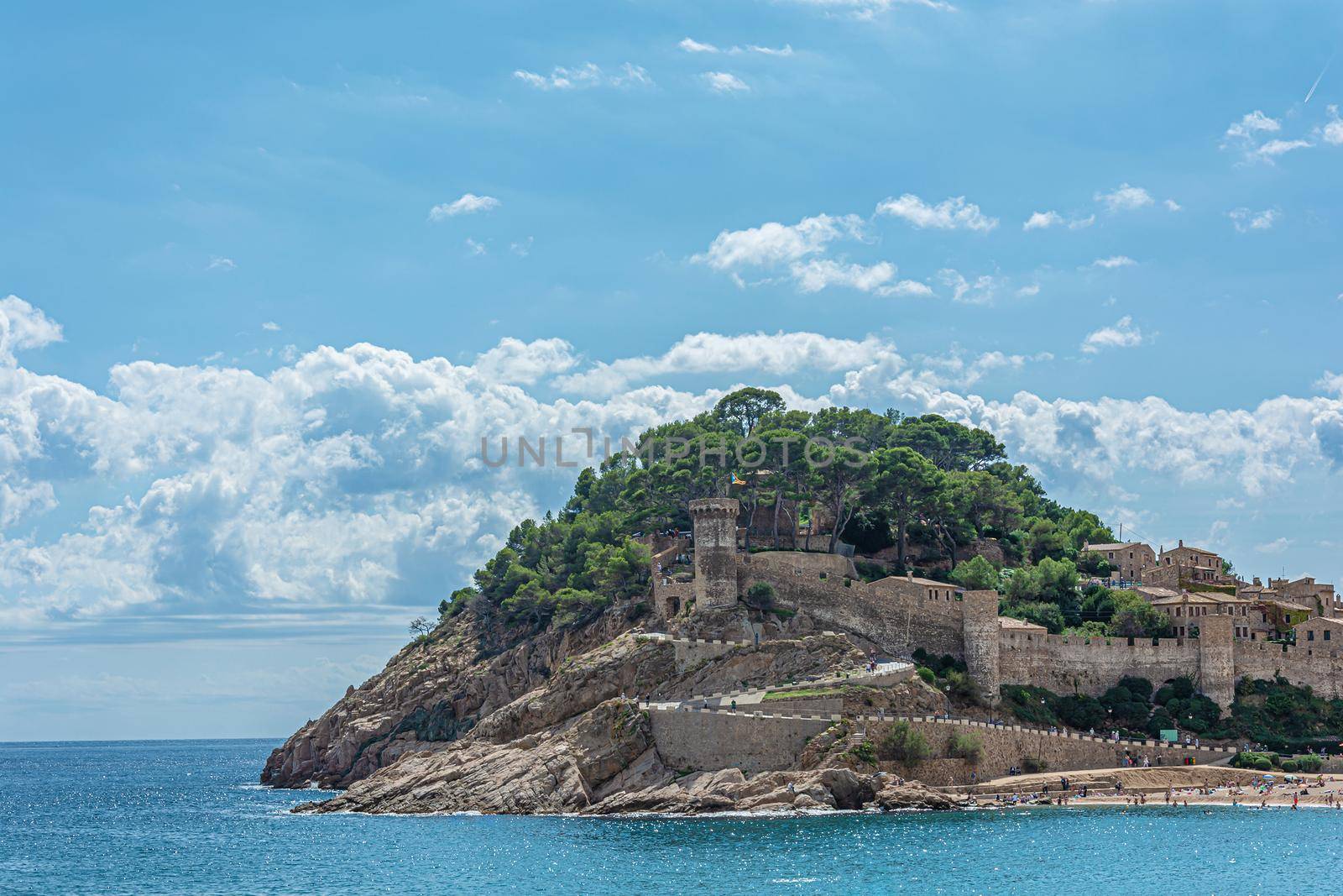Tossa, Spain - 09/19/2017: the Old castle and fortress on the sea shore. Stock photo.