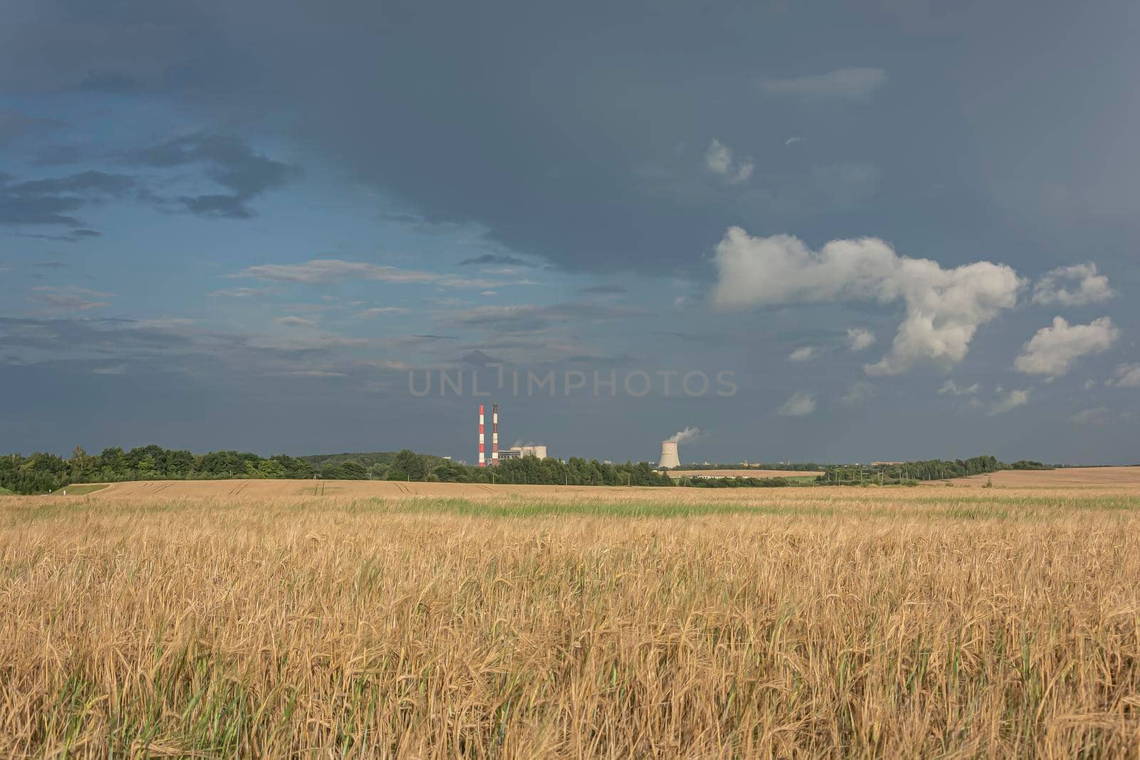 Landscape. surrounding area near the power station.. Stock photo.