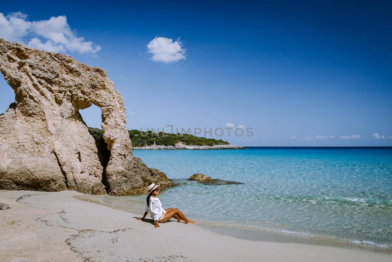 Tropical beach of Voulisma beach, Istron, Crete, Greece Europe