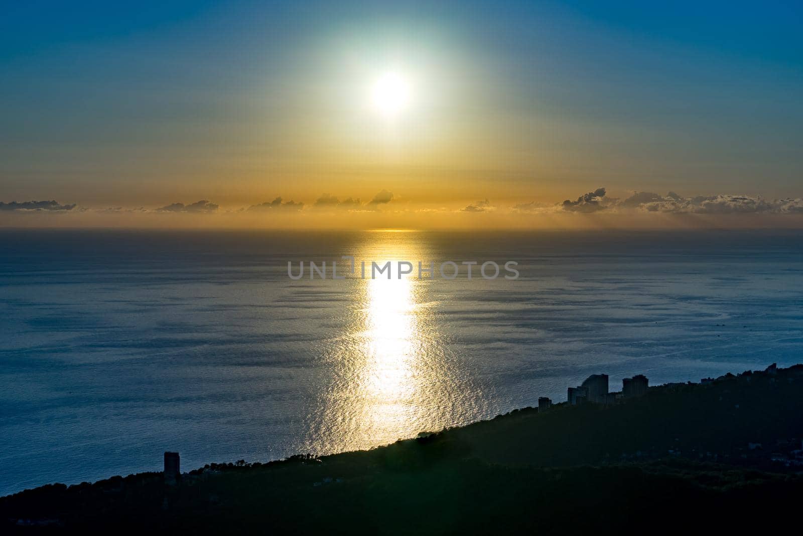 Seascape overlooking the coastline of Sochi from a height