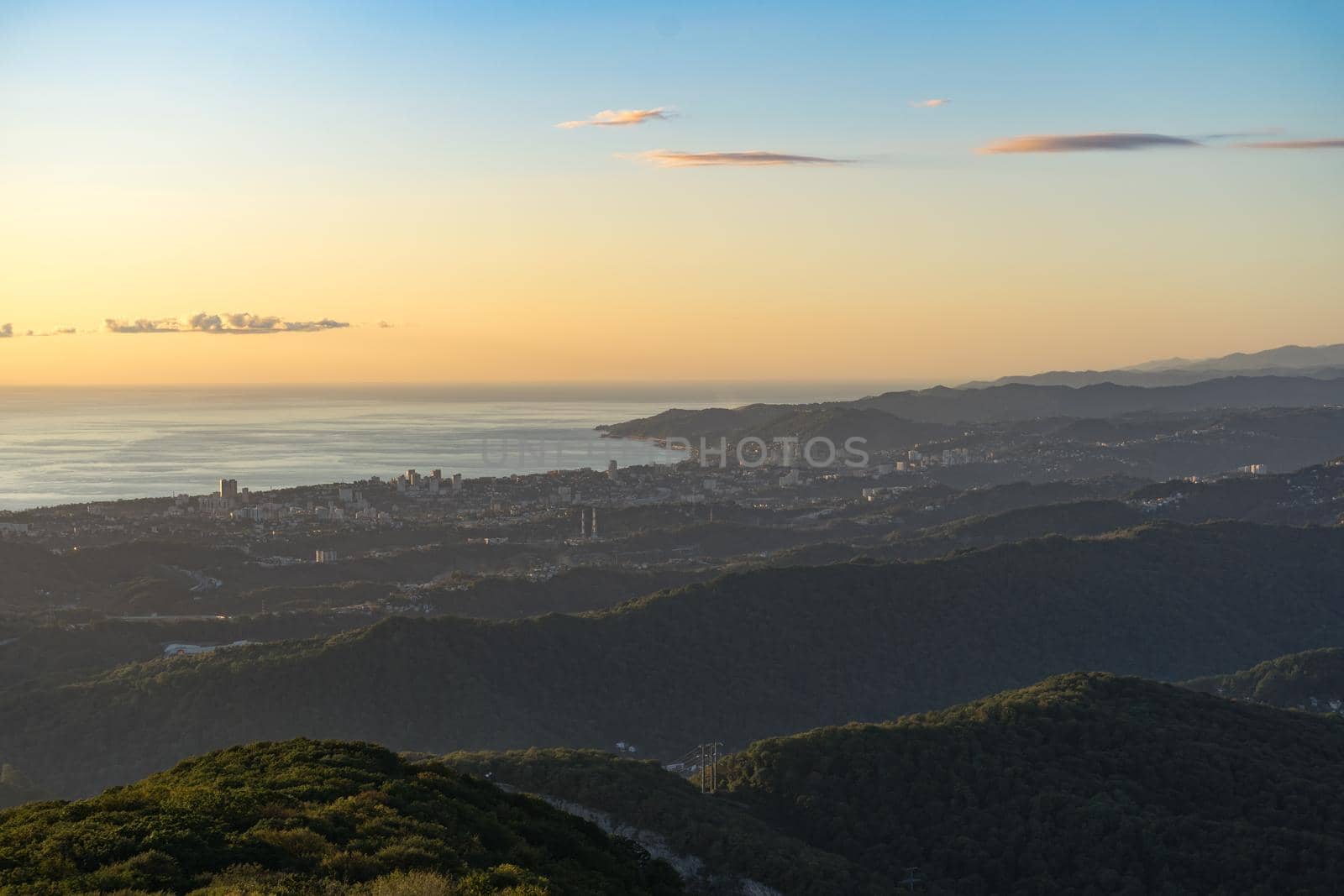 Aerial view of the urban landscape of Sochi, Russia.