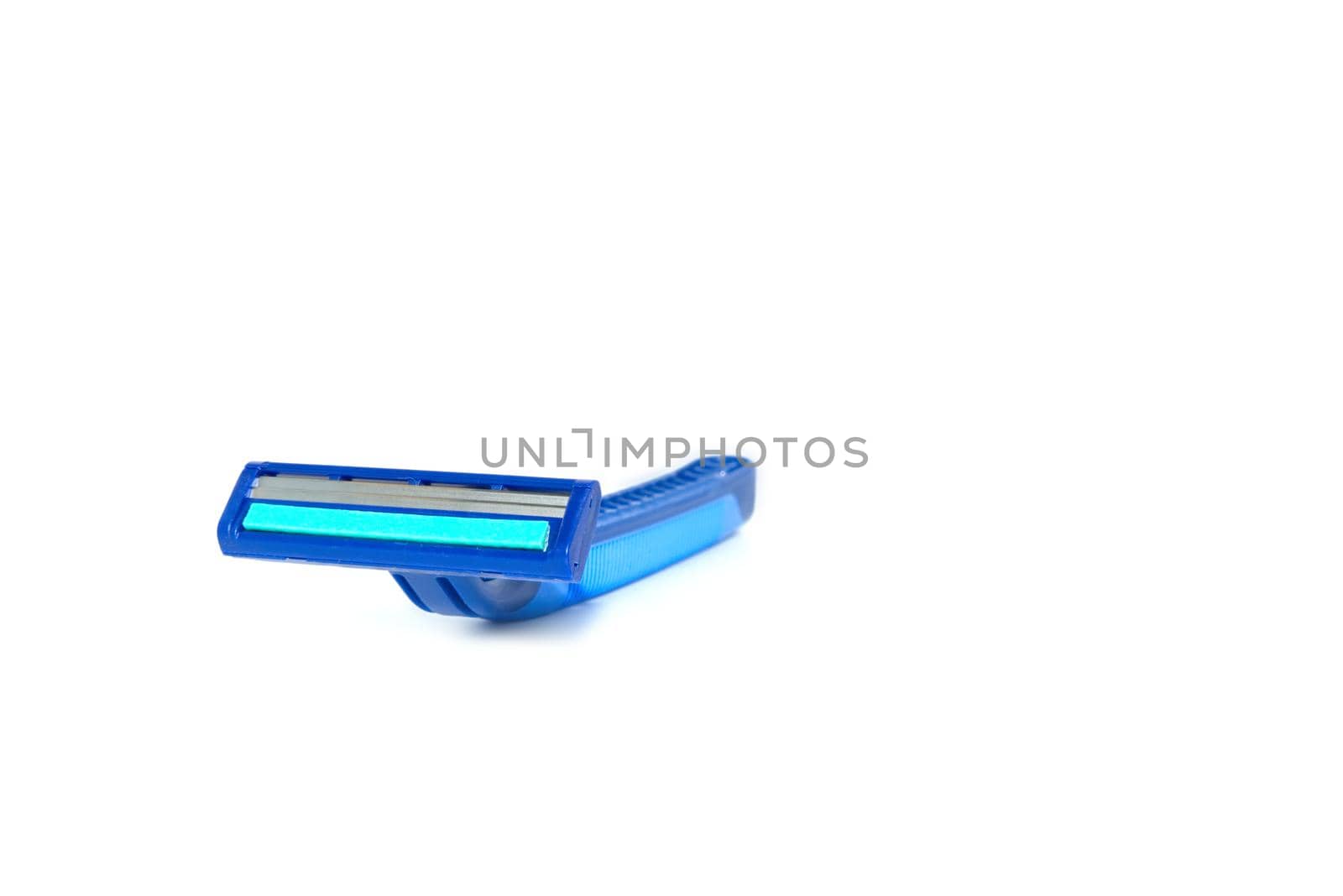 Blue men razor. Studio shot isolated on white background.