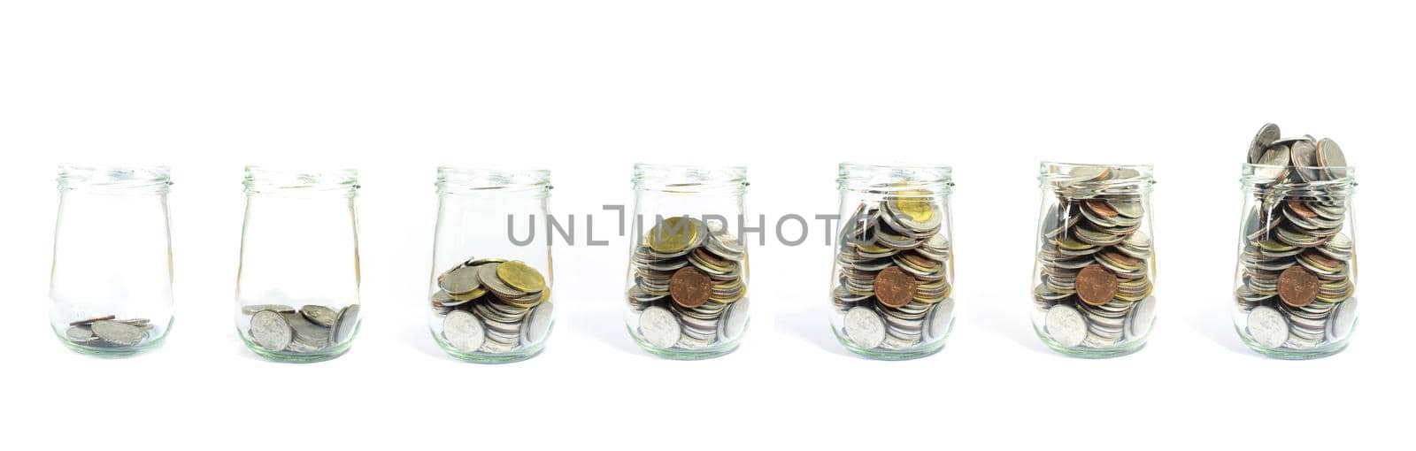 Saving money and account growth business concept. Coin thai baht.