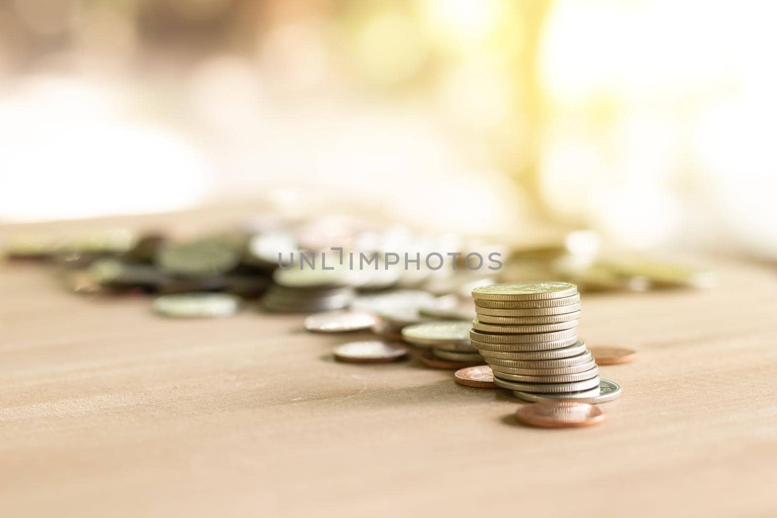 Coins stack of coins saving money and income or investment ideas and financial management for the future.