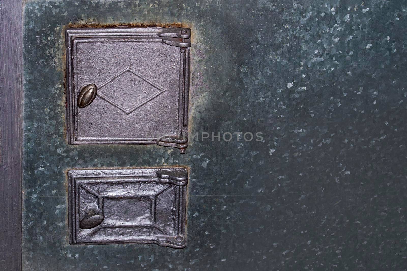 Grey, the body is covered with a gray sheet of iron.
