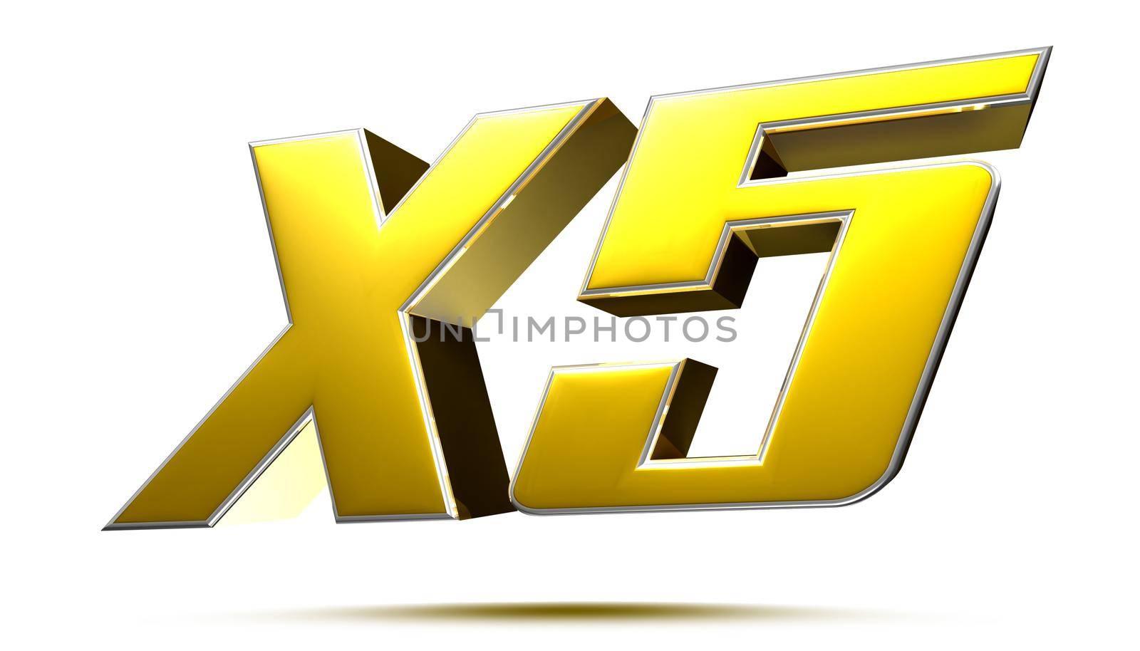 X5 isolated on white background illustration 3D rendering with clipping path.