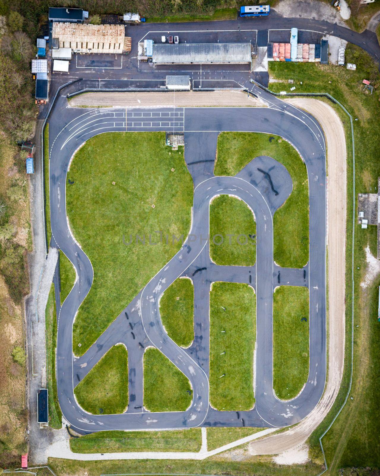 Drone View of Go Cart Race Track by oliverfoerstner