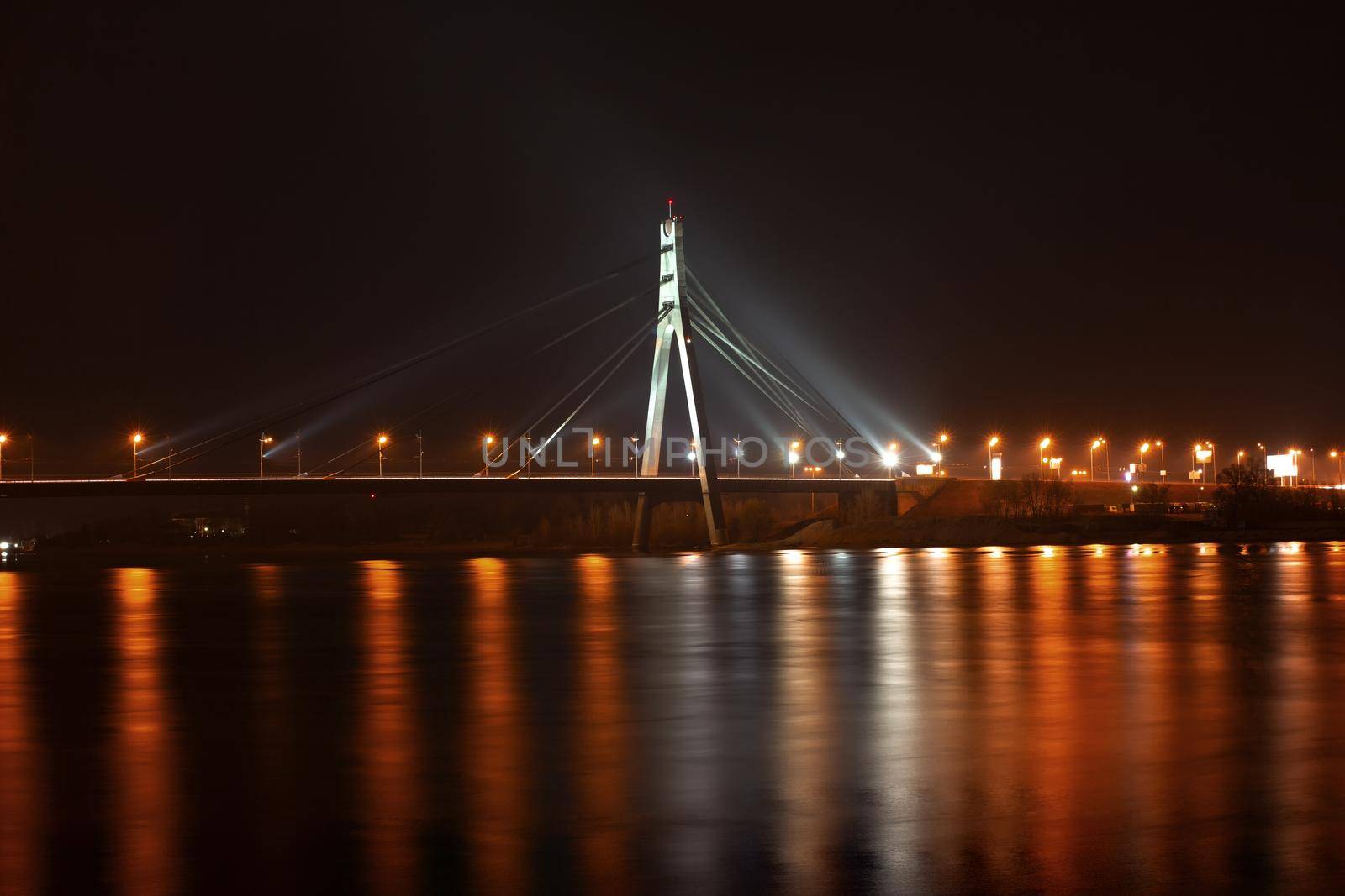 Moscow bridge in Kiev at night. Kiev city skyline