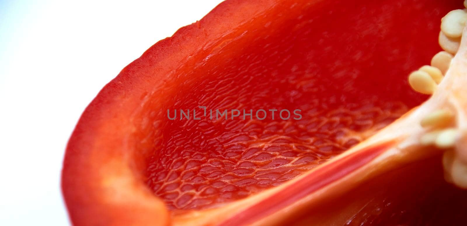 Ripe juicy bell peppers in a cut close-up.