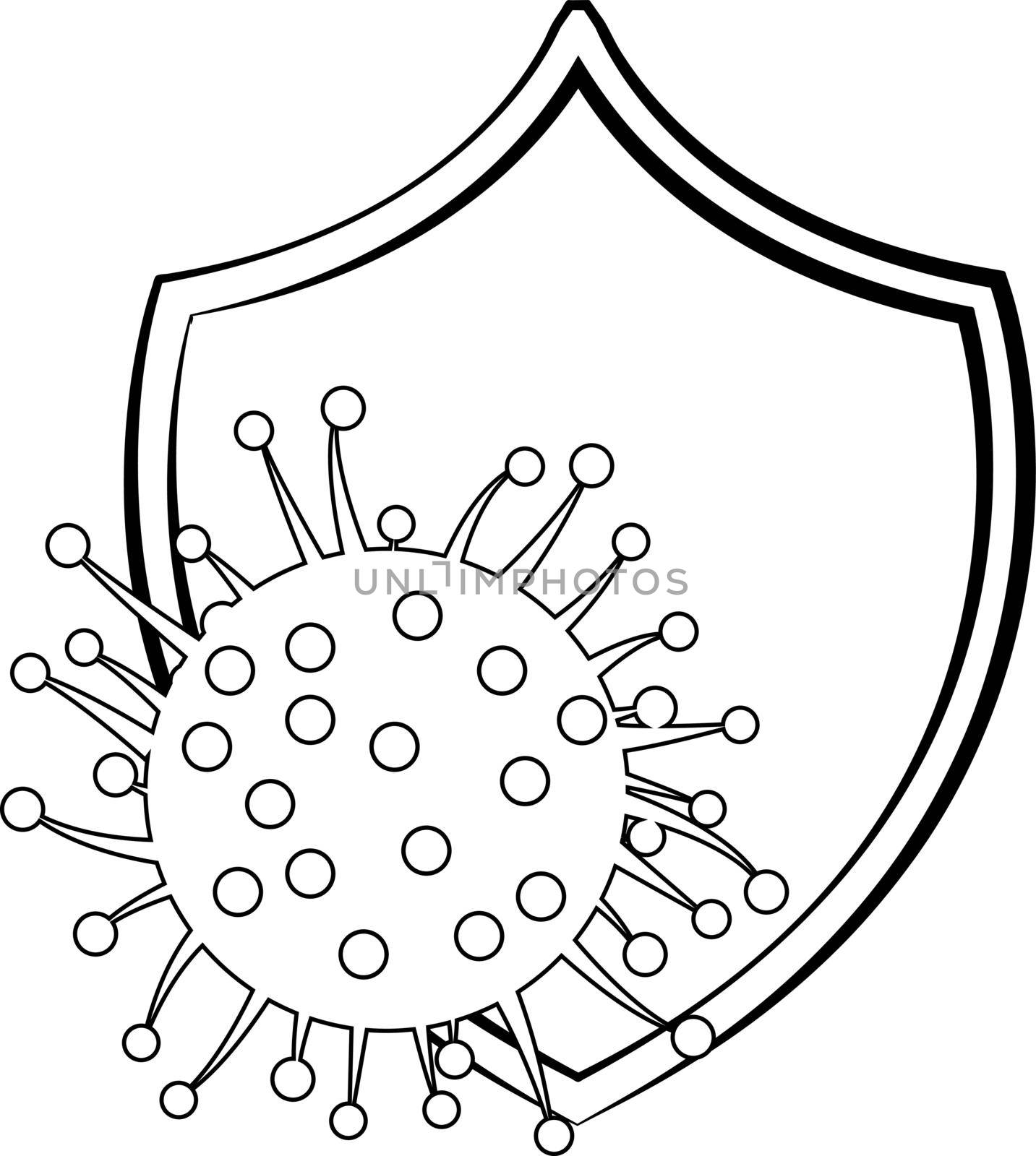 Antivirus shield outline sign vector illustration on a white background isolated