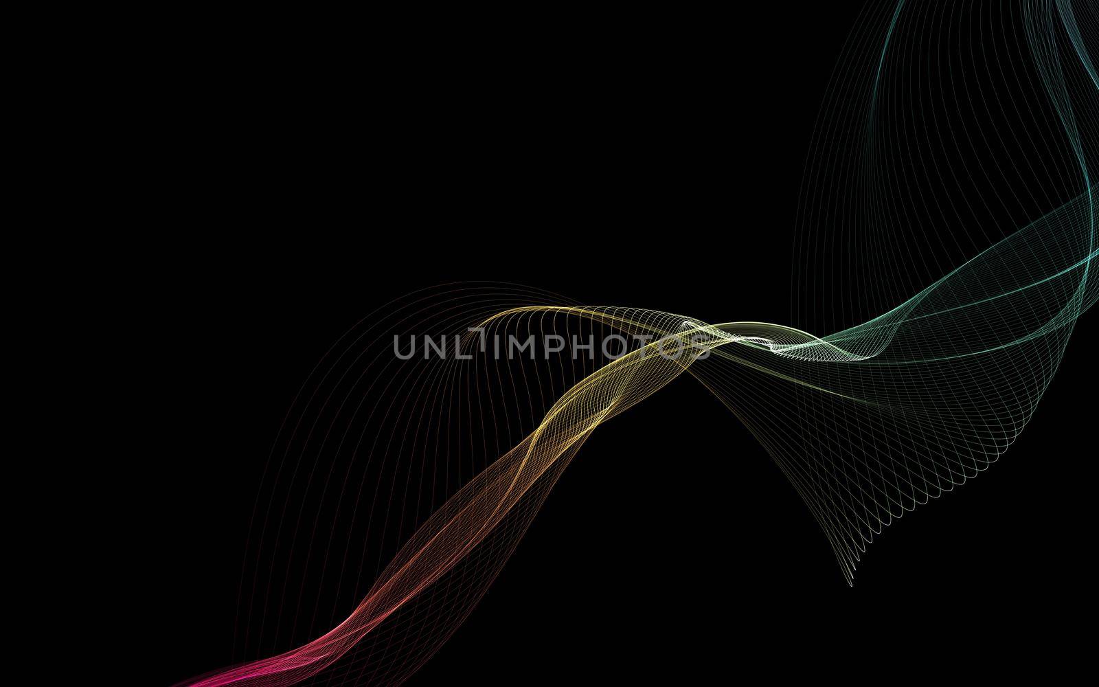 Dark abstract background with a glowing abstract waves by teerawit